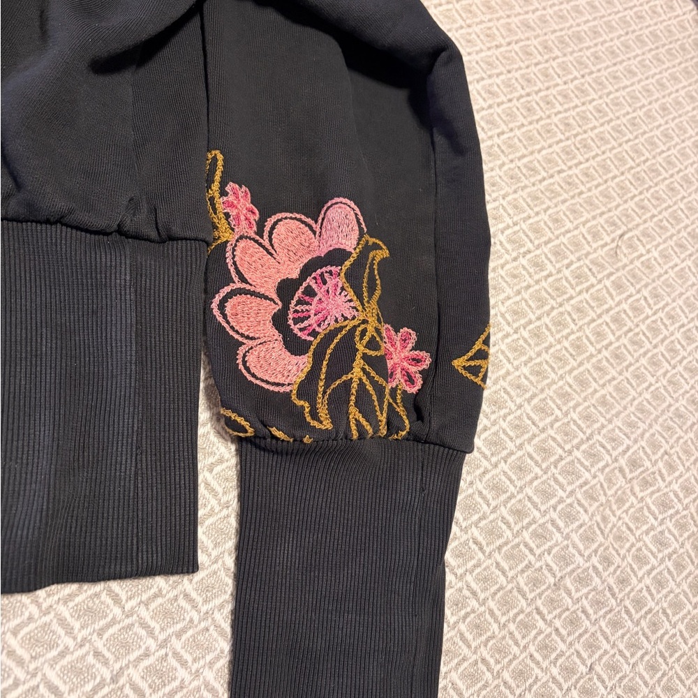 Anthropologie Embroidered Black Sweatshirt - Picture 3 of 3